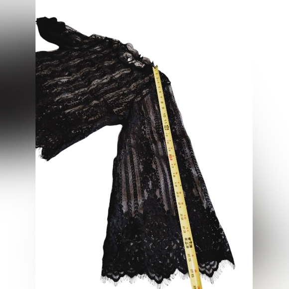H&M | Woman's Black Lace, Wide Sleeve Witchcore Gothic Style Blouse | Medium - Picture 9 of 11